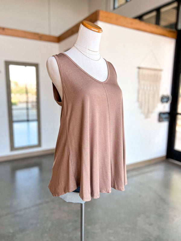 Bamboo V Neck Tank - Taupe