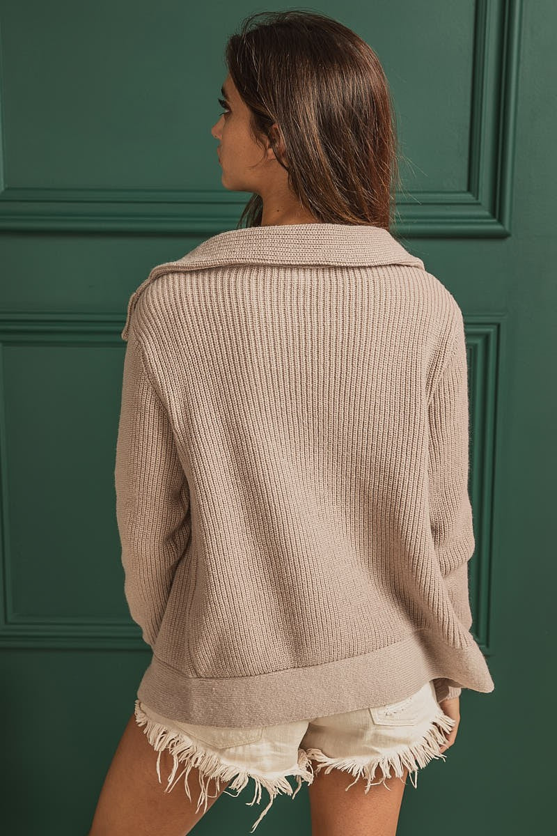 Highline Zip Sweater - Beige