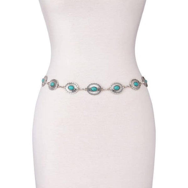 Turquoise Chain Belt - Western