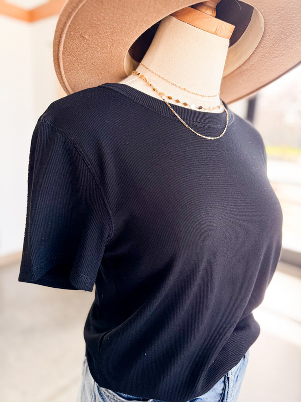 RESTOCK Kate Ribbed Tee - Black