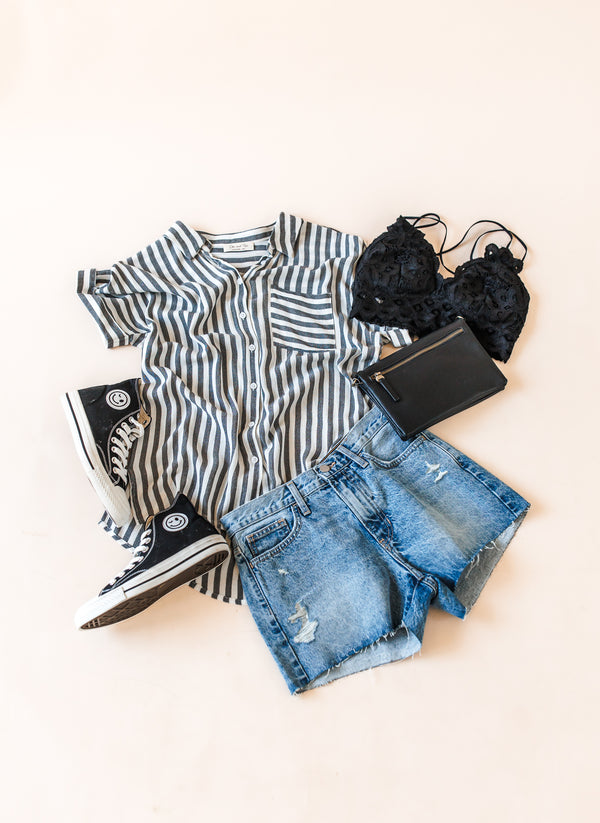 Riley Striped Top - Black