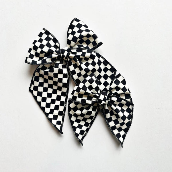 Black & White Checkered Bow - Mini