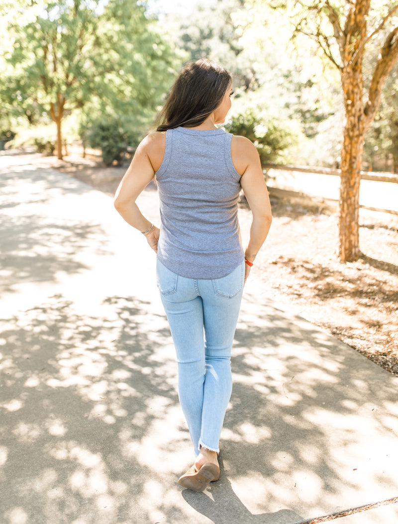 Kate Ribbed Tank - Grey - Restocked!