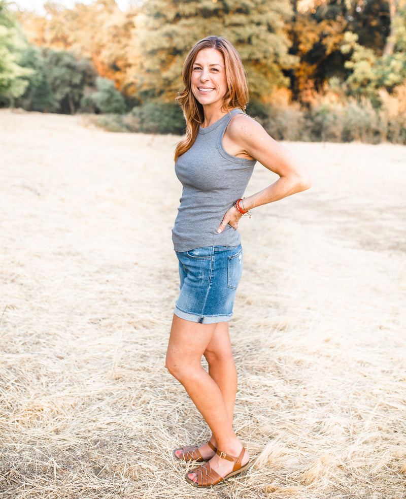 Kate Ribbed Tank - Grey - Restocked!