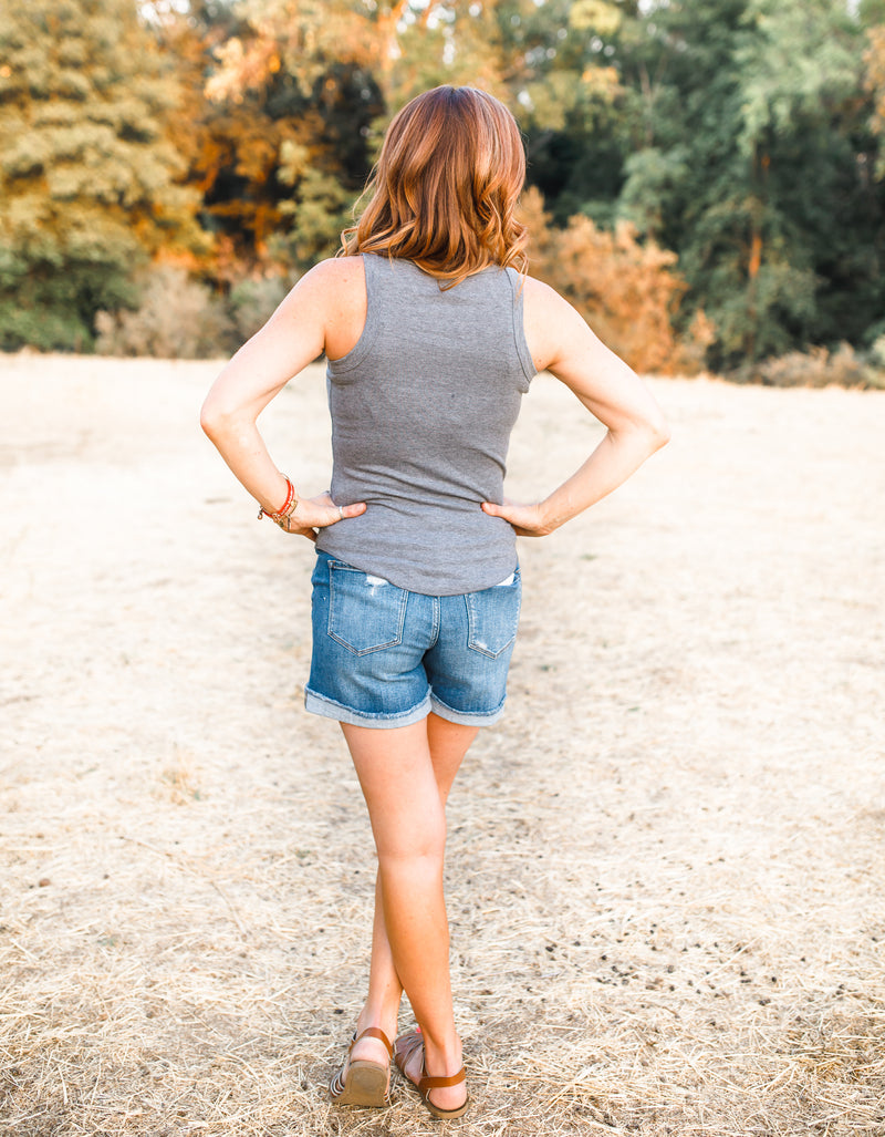 Kate Ribbed Tank - Grey - Restocked!